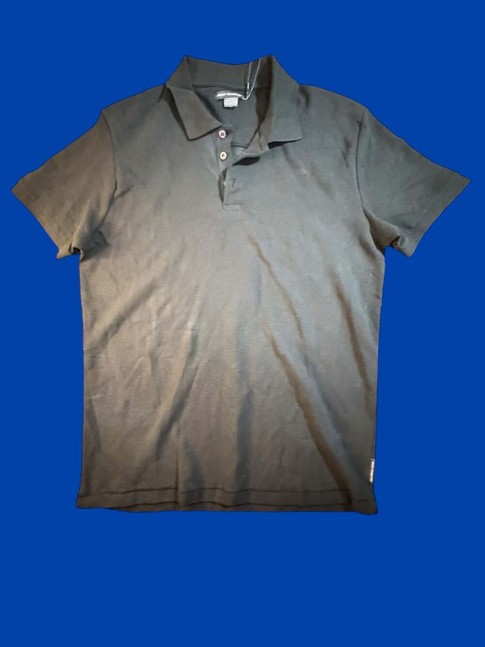 French Connection Men's Black Micro Ottoman Button Polo Shirt NWT Size L